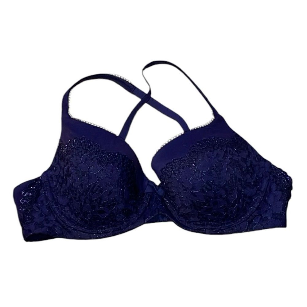Body by Victoria Lined Demi, purple satin & lace, 36C